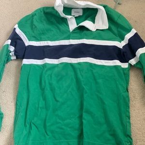 Green rugby shirt with collar
